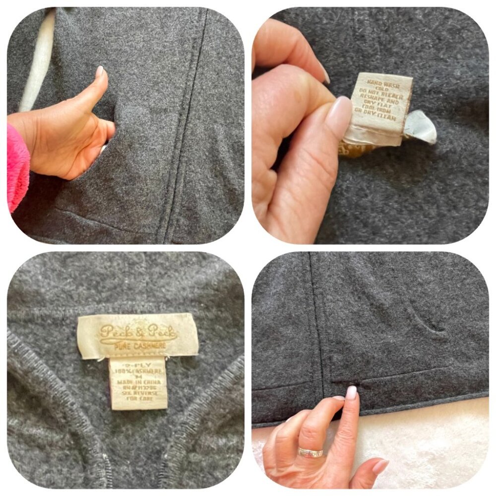 Peck & Peck 2 fly pure cashemere Gray Zip Hoodie - Picture 11 of 11